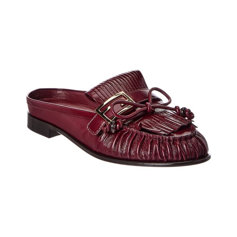 Fendi Baguette Leather Mule, Red